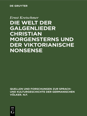 cover image of Die Welt der Galgenlieder Christian Morgensterns und der viktorianische Nonsense